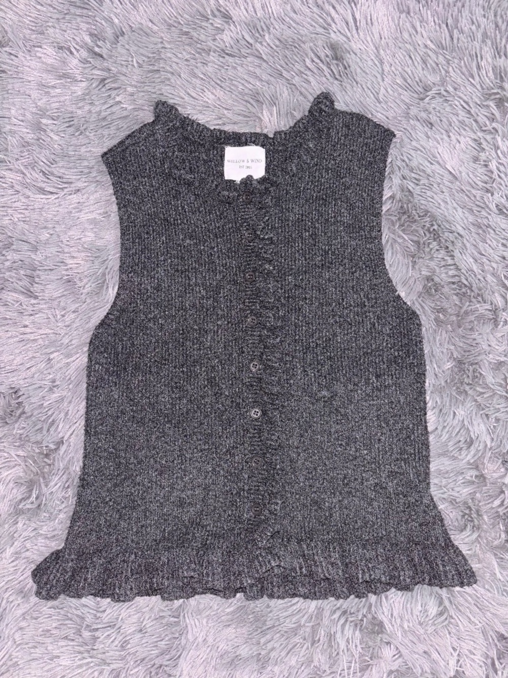 Highneck Ruffle Sweatervest - Picture 1 of 3